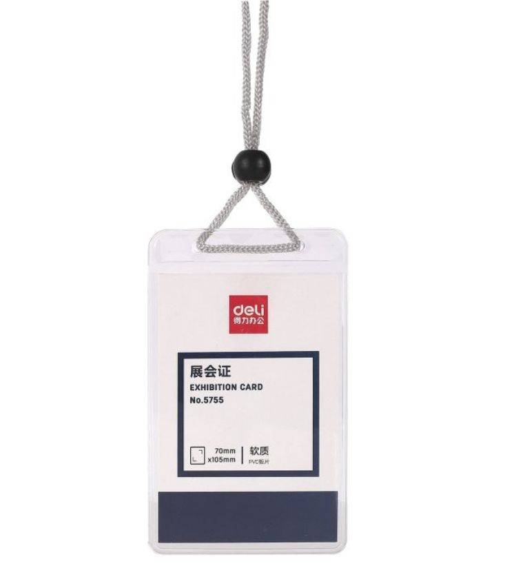 Porte-Badge Deli 70×104 mm – Étui Transparent en PVC pour Cartes et Badges